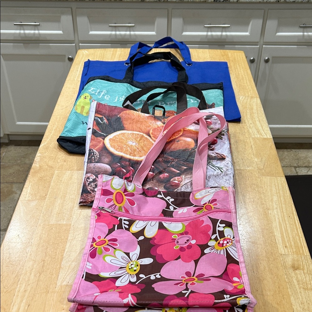 Colorful Reusable Tote Bags Set